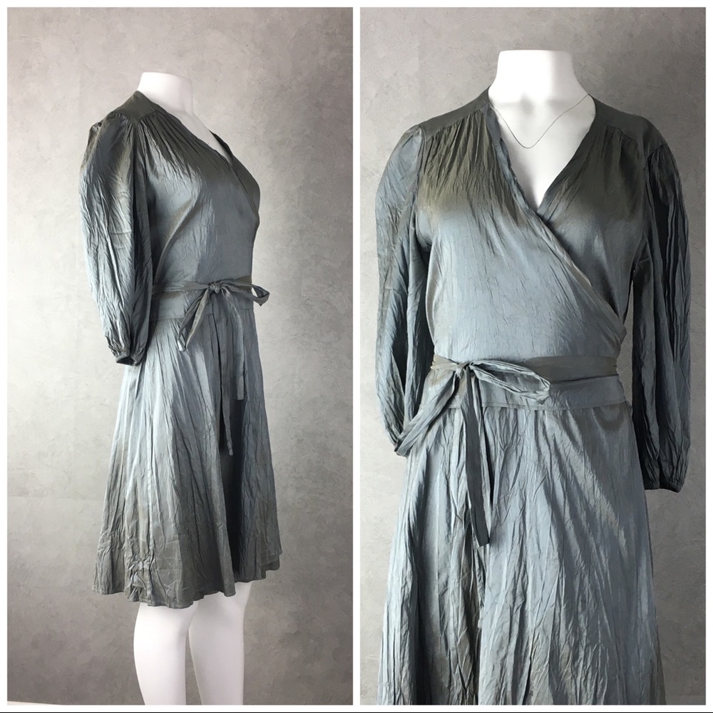 Calypso St. Barth pleated raw silk wrap dress S